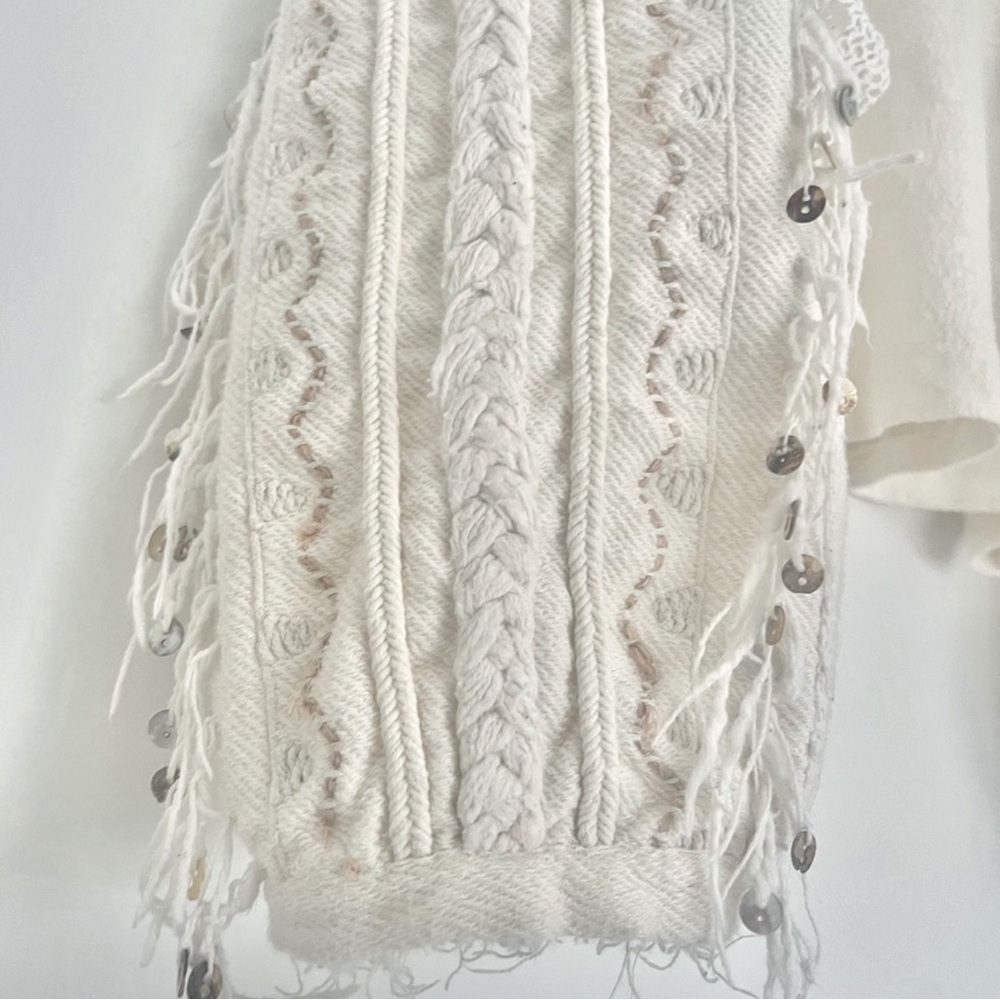 ❗️SOLD❗️Free People Boho Cropped Crochet Long Sleeve Ivory Sweater [Sz. XS]